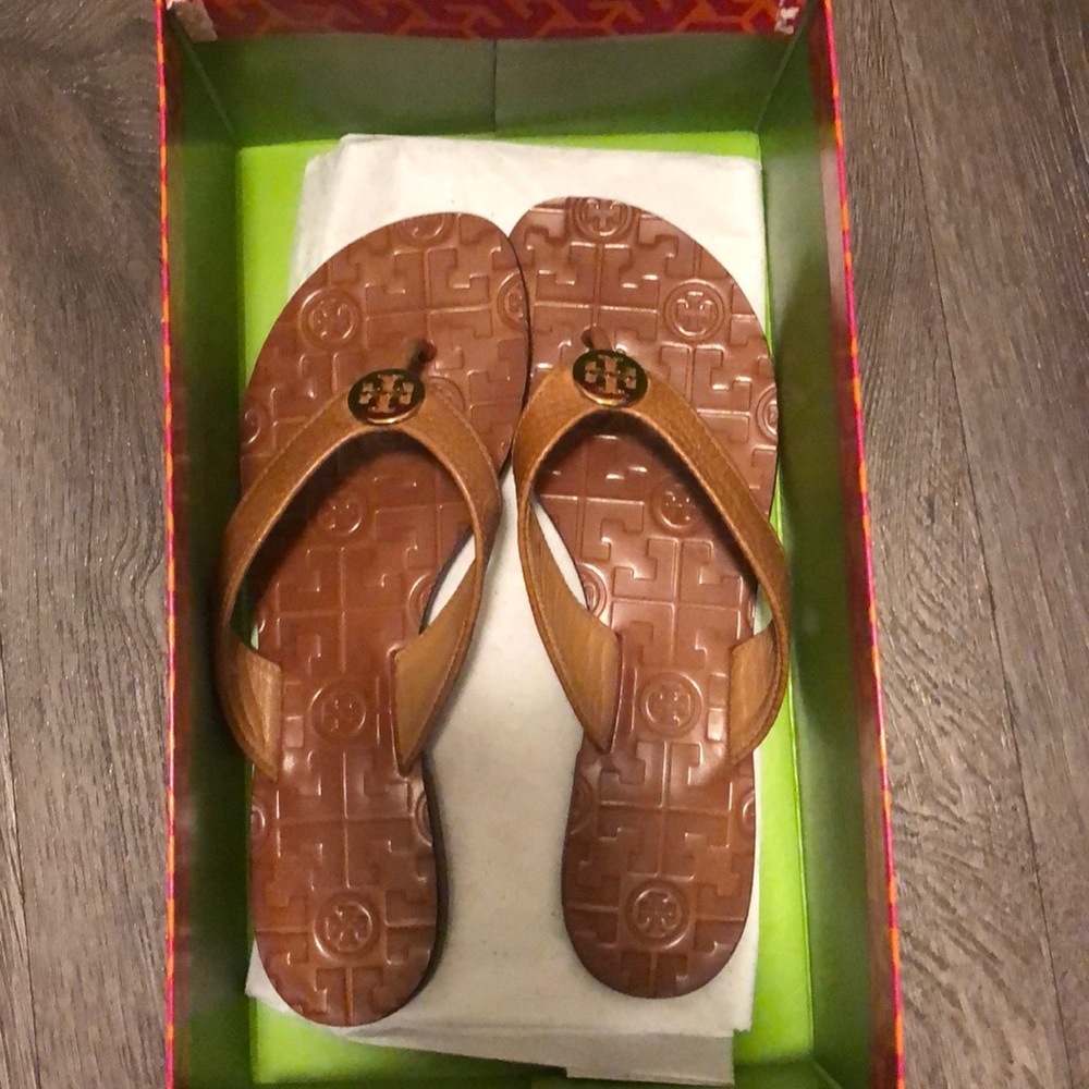Camel colored lightly used TB sandals!